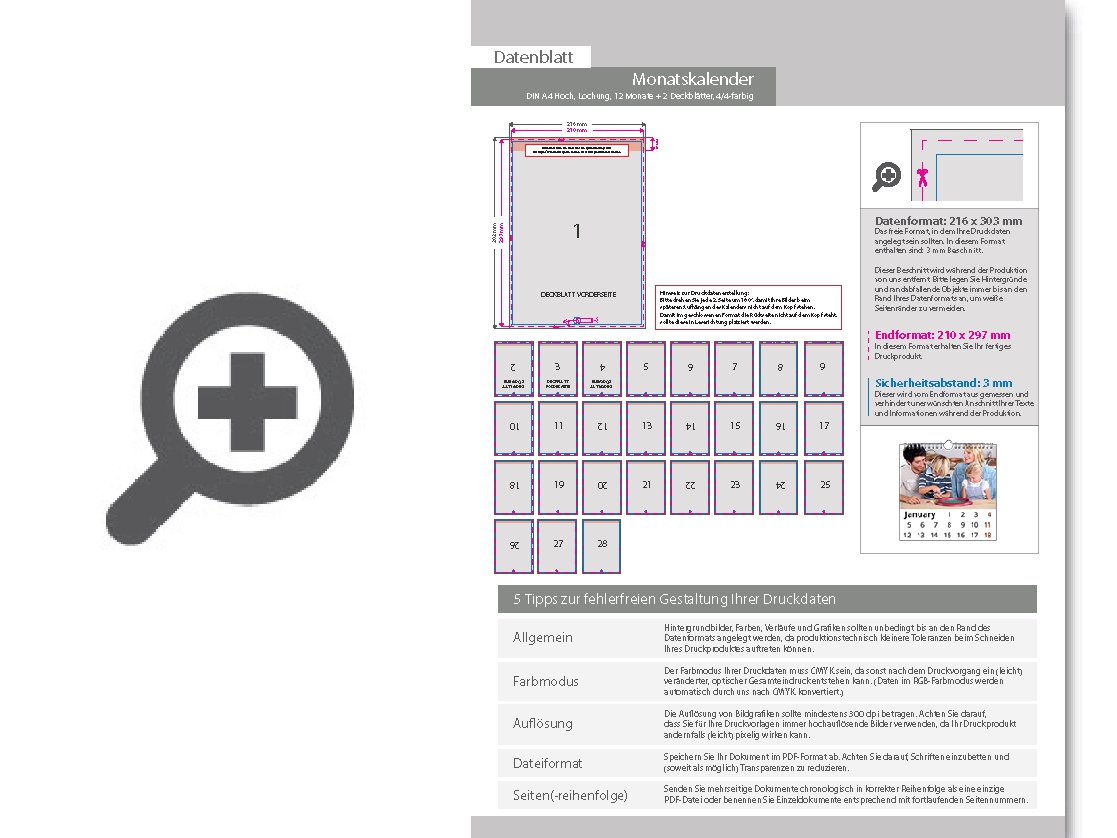 Product Bild monatskalender_mit_lochung_14_blatt_(12_monate_+_2_deckbl__tter)__beidseitig_bedruckt_4_4_farbig__din_a4_hoch_(210_x_297_mm)